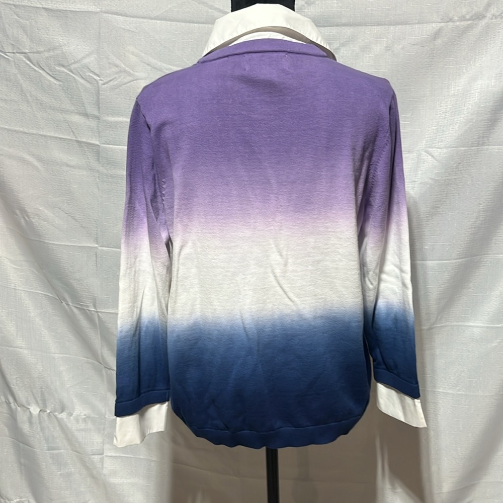 Alfred Dunner Purple and Blue Ombre Cardigan - Picture 4 of 8